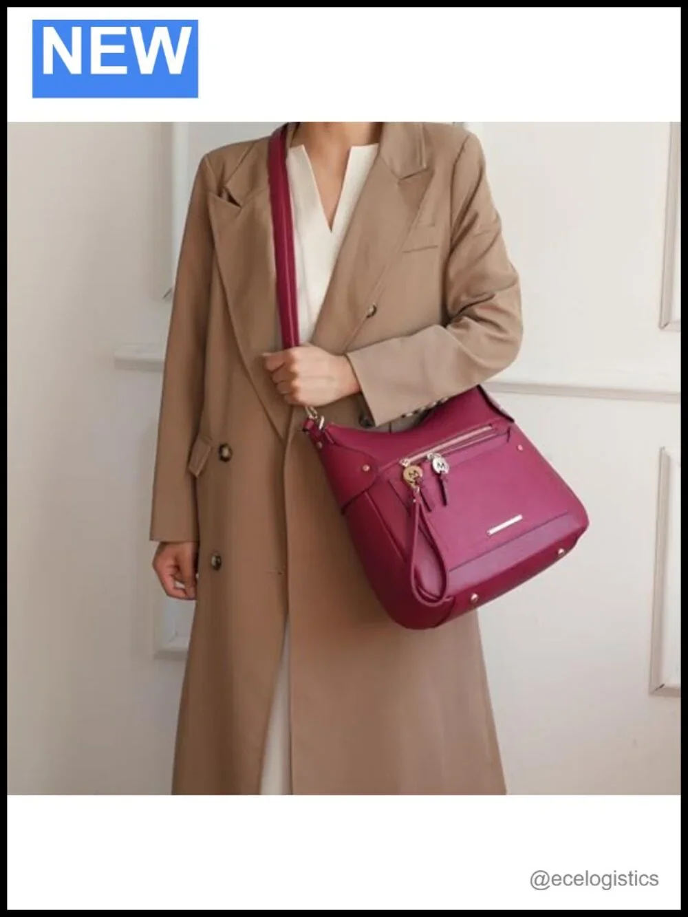 Vegan Leather Shoulder Bag Tote with Wristlet Pouch Set